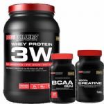 Kit Whey 3W 900g Morango + BCAA 800 120 Tab + 100% Creatine 100g - BodyBuilders
