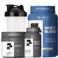 Kit Whey Blend - 900g Baunilha + Creatine 150g + Bcaa 100 C�ps + Coqueteleira - Max Titanium