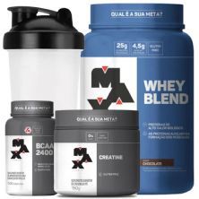 Kit Whey Blend - 900g Choco + Creatine 150g + Bcaa 100 C�ps + Coqueteleira - Max Titanium