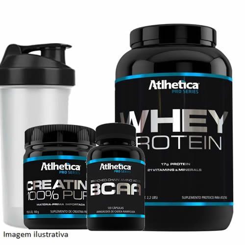 Kit - Whey Protein Chocolate + Bcaa + Creatina + Coqueteleira - Atlhetica