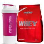 Kit Whey Isolado 900g Chocolate + Bcaa 100 C�psulas + Glutamina 300g - Probiotica