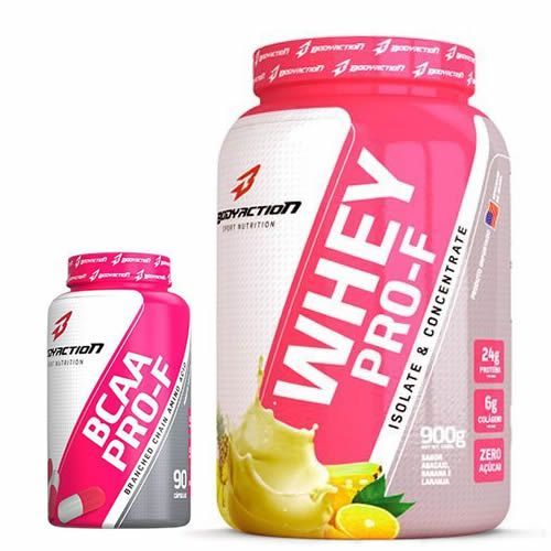 Kit Whey Pro-F 900g Abacaxi Banana e Laranja + BCAA Pro-F 90 C�psulas - BodyAction
