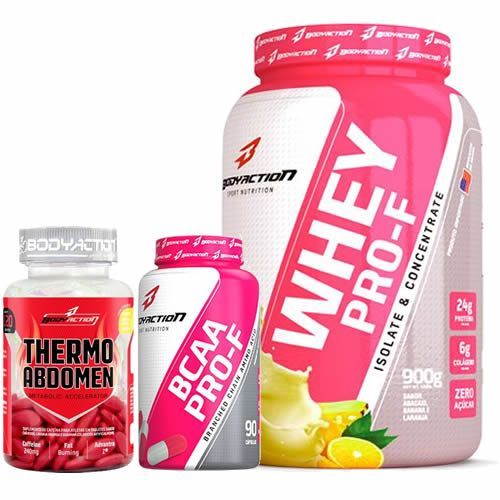 Kit Whey Pro-F Frutas + BCAA + Thermo Abdomen BodyAction
