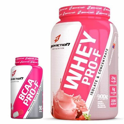 kit Whey Pro-F Iogurte com Frutas Vermelhas + BCAA 90 C�psulas BodyAction