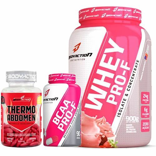 Kit Whey Pro-F Iogurte com Frutas Vermelhas + BCAA + Thermo Abdomen BodyAction