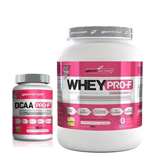 kit Whey Pro-F Morango + BCAA 90 C�psulas BodyAction