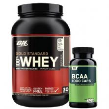 Kit Whey Protein 100% Gold Standard - 909g Doce de Leite + BCAA 1000  - Optimum Nutrition
