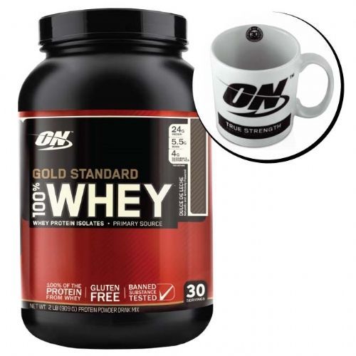 Kit Whey Protein 100% Gold Standard 909g Doce de Leite + Caneca - Optimum Nutrition