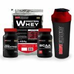 Kit Whey Protein 454g Baunilha + BCAA 4800 - 120 Caps + Creatine 100g + Coqueteleira - BodyBuilders