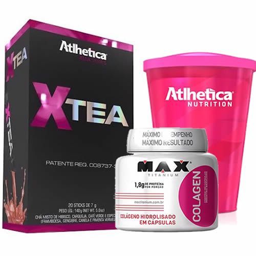 Kit X-Tea Ella Series 20 Sticks +Copo Rosa + Colagen 100 C�psulas - Atlhetica Nutrition