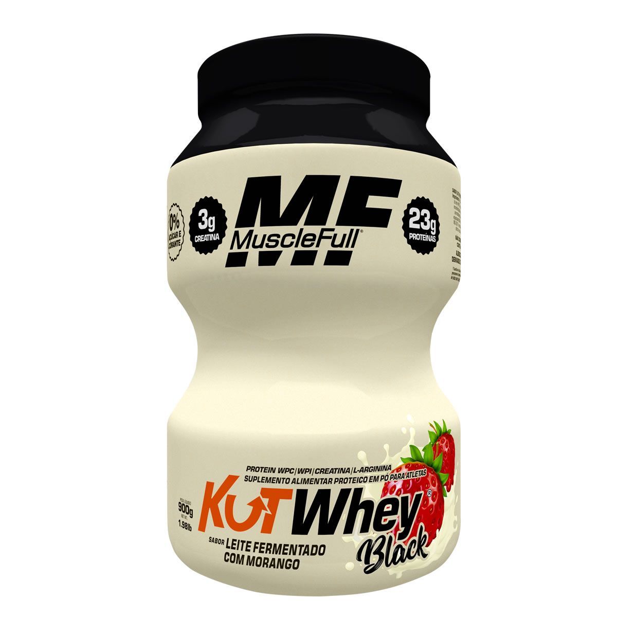 Kut Whey Black  - 900g Leite Fermentado com Morango - MuscleFull