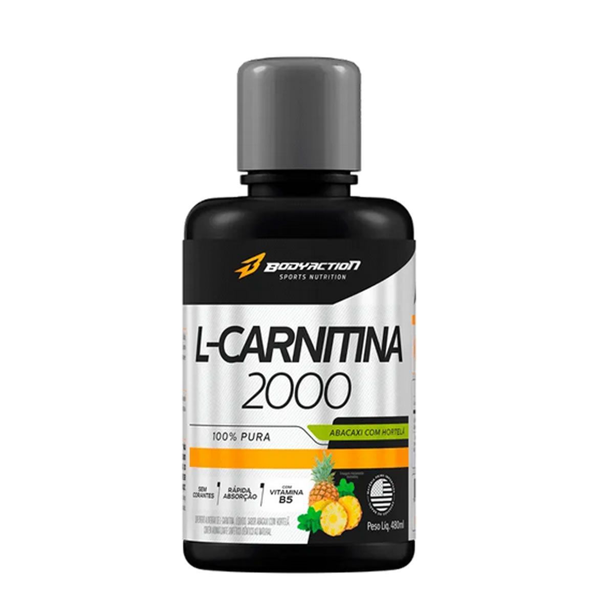 L-Carnitina Pure 2000 Liquid - 480ml Abacaxi com Hortel� - BodyAction