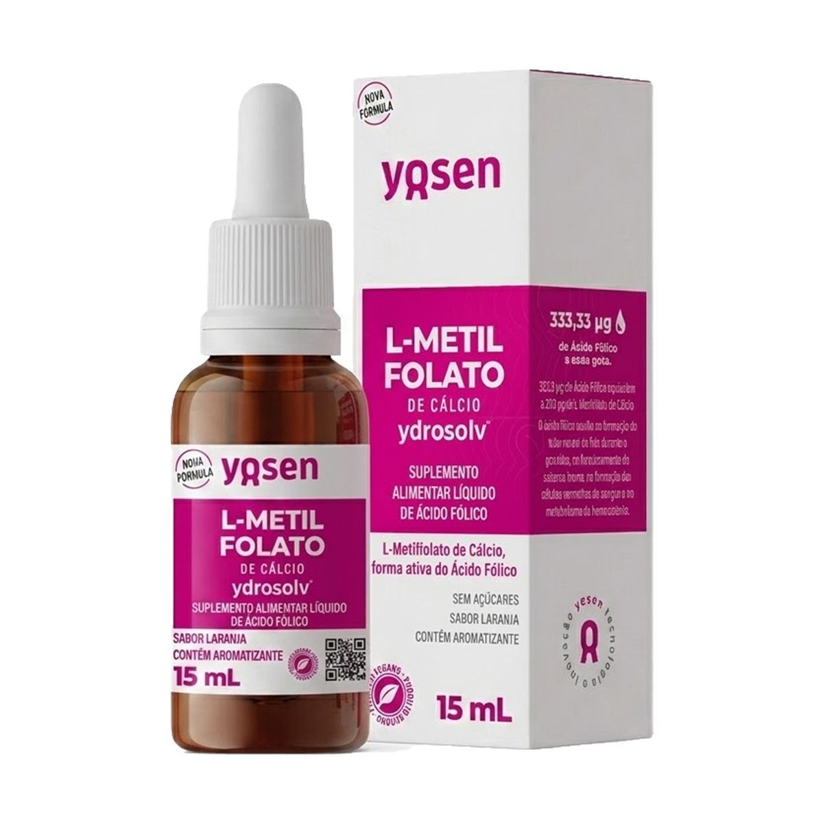 L-Metilfolato de C�lcio Ydrosolv - 15ml Gotas Laranja - Yosen