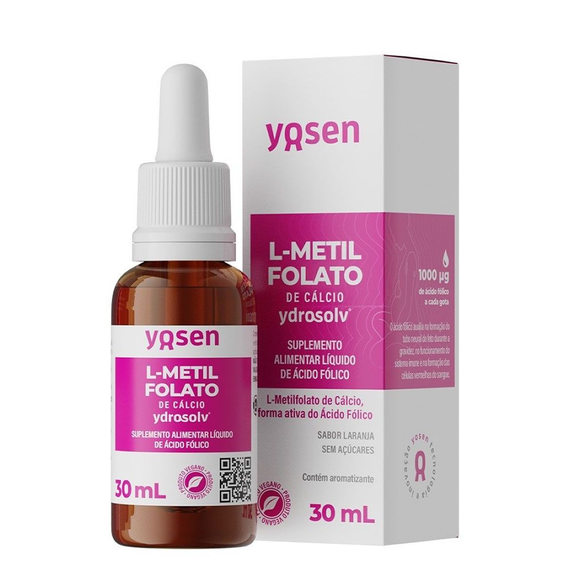 L-Metilfolato de C�lcio Ydrosolv - 30ml Gotas Laranja - Yosen