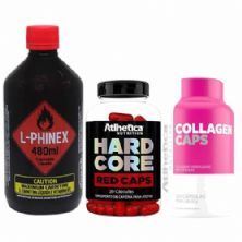 L-Phinex 480ml Abacaxi + Hardcore Red 20 C�psulas + Collagen 120 C�psulas - Atlhetica Nutrition