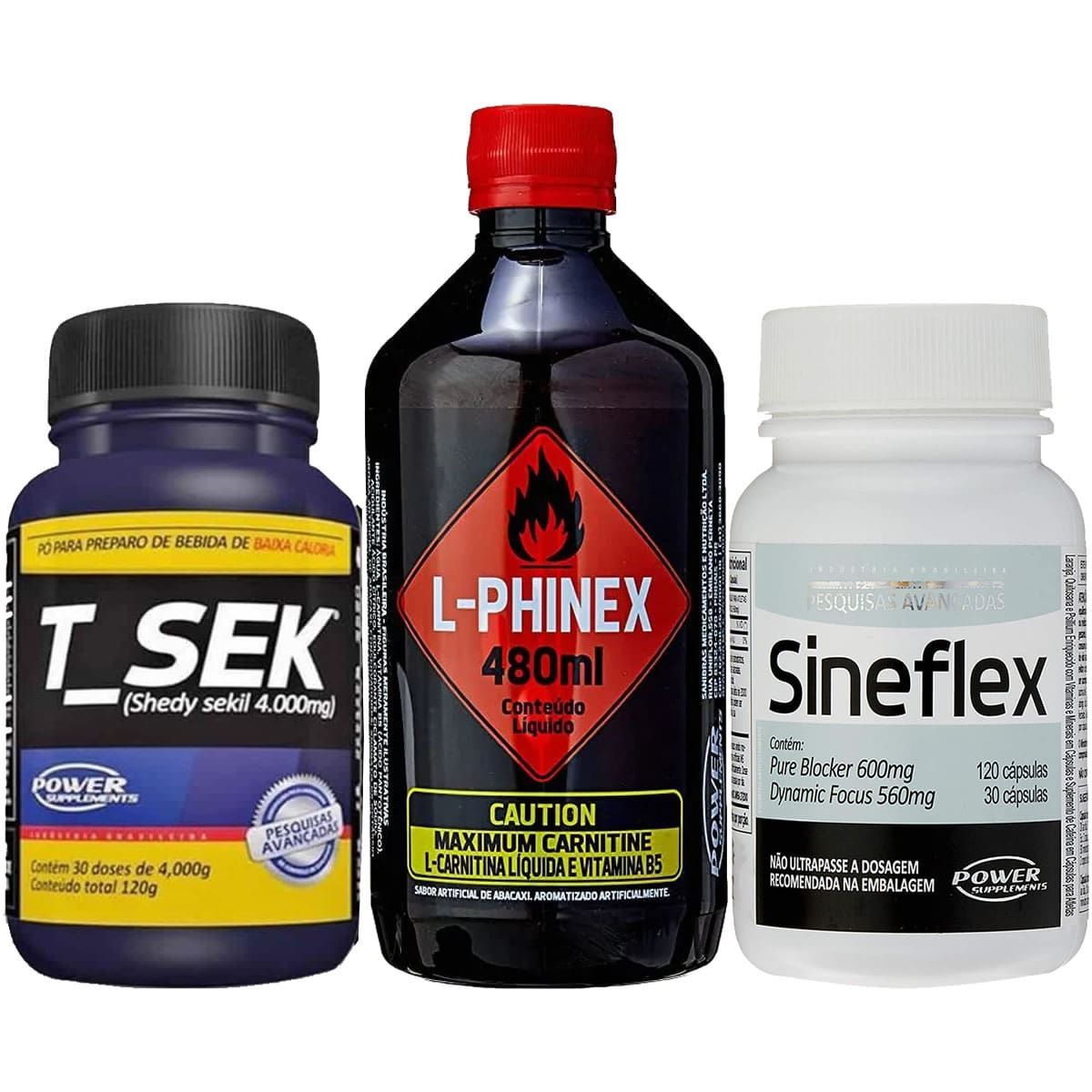 L-Phinex 480ml Abacaxi + Sineflex 150 C�psulas + T_Sek 120g - Power Supplements