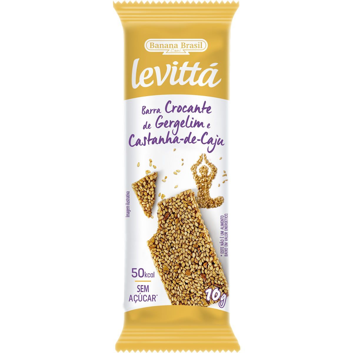 Levitt� Barra Crocante - 1 Unidade 10g - Gergelim e Castanha-de-Caju - Banana Brasil*** Data Venc. 20/11/2024