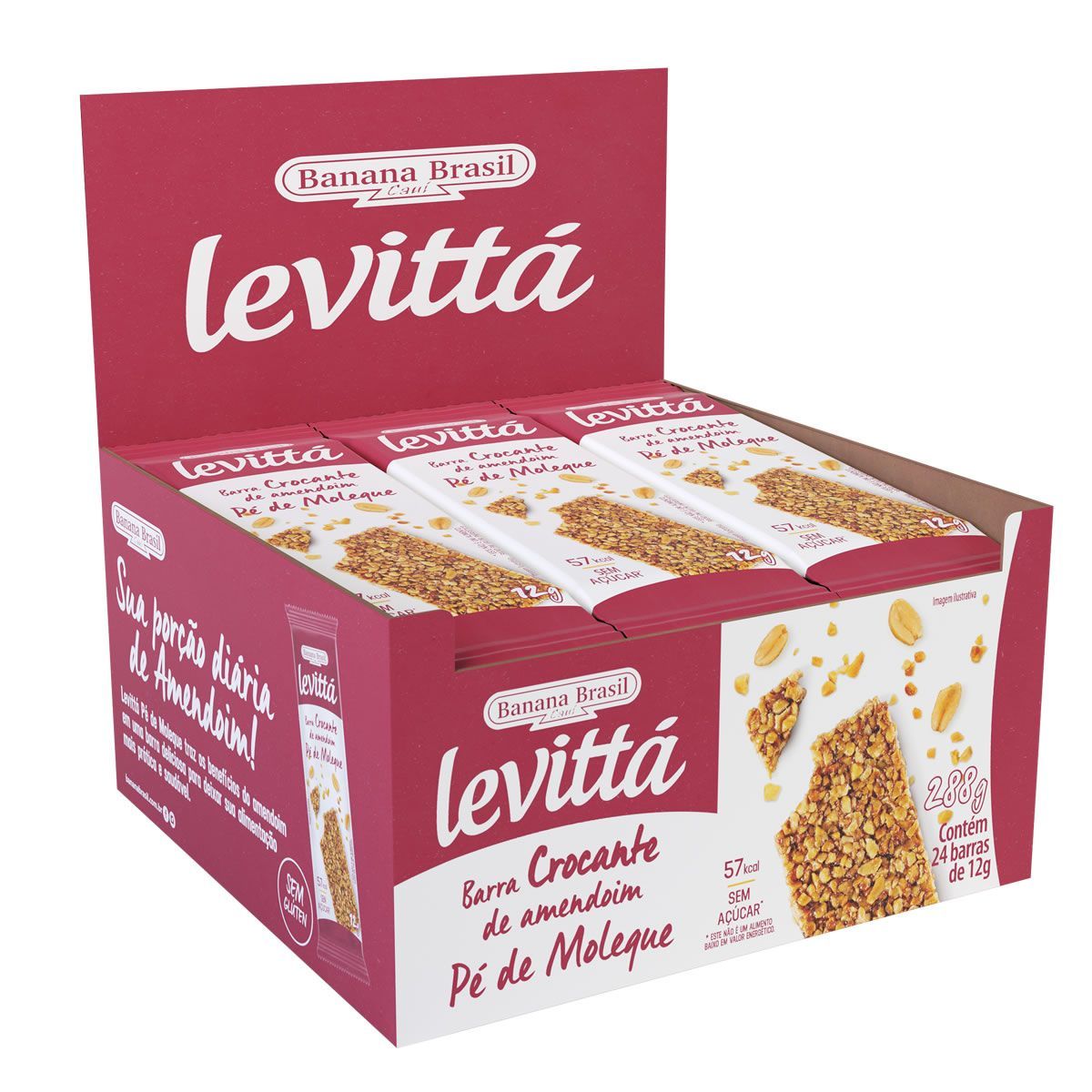 Levitt� Barra Crocante - 24 Unidades 12g Amendoim - Banana Brasil