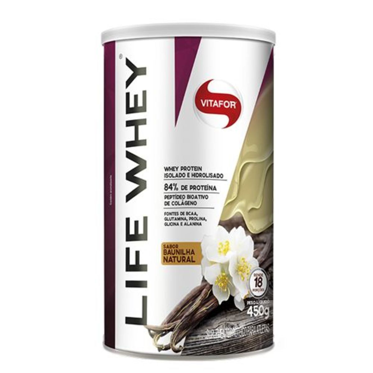Life Whey Protein Isolado e Hidrolisado - 450g Baunilha Natural - Vitafor