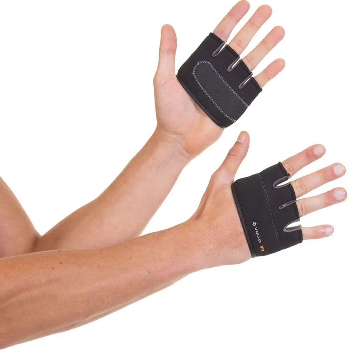 Luvas de Treino Meia Palma - Tamanho M Preta - Vollo Sports