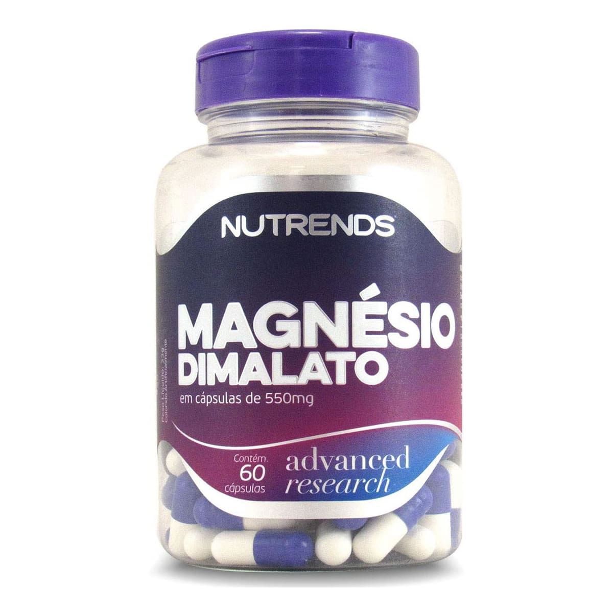 Magn�sio Dimalato 550mg - 60 C�psulas - Nutrends*** CAPSULA ESTOURADA *** Data Venc. 30/09/2022