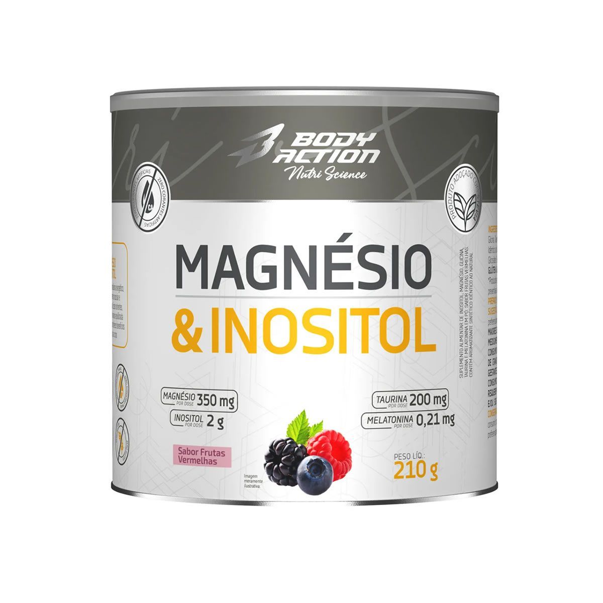 Magnesio & Inositol - 210g Frutas Vermelhas - Body Action