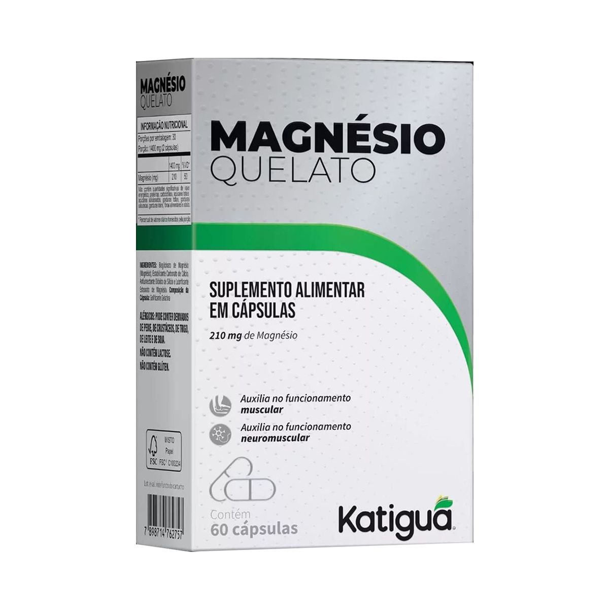 Magn�sio Quelato - 60 C�psulas - Katigu�