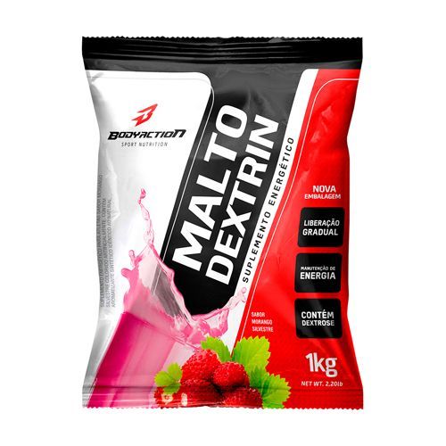 Malto Dextrin - 1000g Refil Morango Silvestre - BodyAction*** ESTOURADO***Data Venc. 30/05/2020