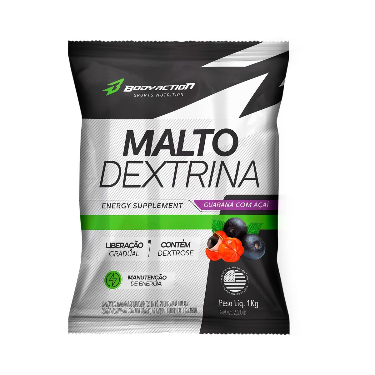 Malto Dextrin - 1000g Refil Guarana com A�a� - BodyAction*** Data Venc. 30/06/2026 A.E