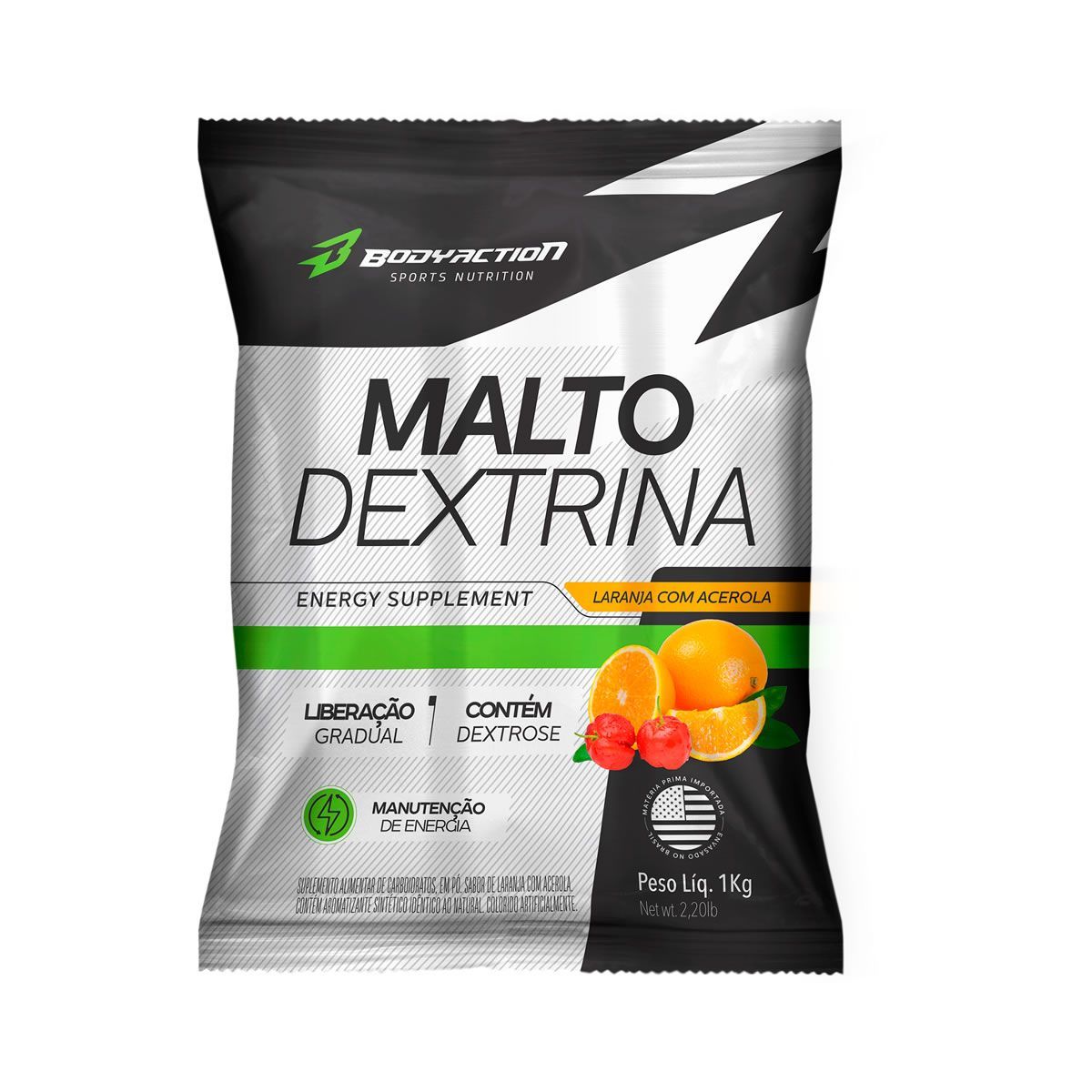 Malto Dextrin - 1000g Refil Laranja com Acerola - BodyAction*** Data Venc. 30/07/2026 A.E