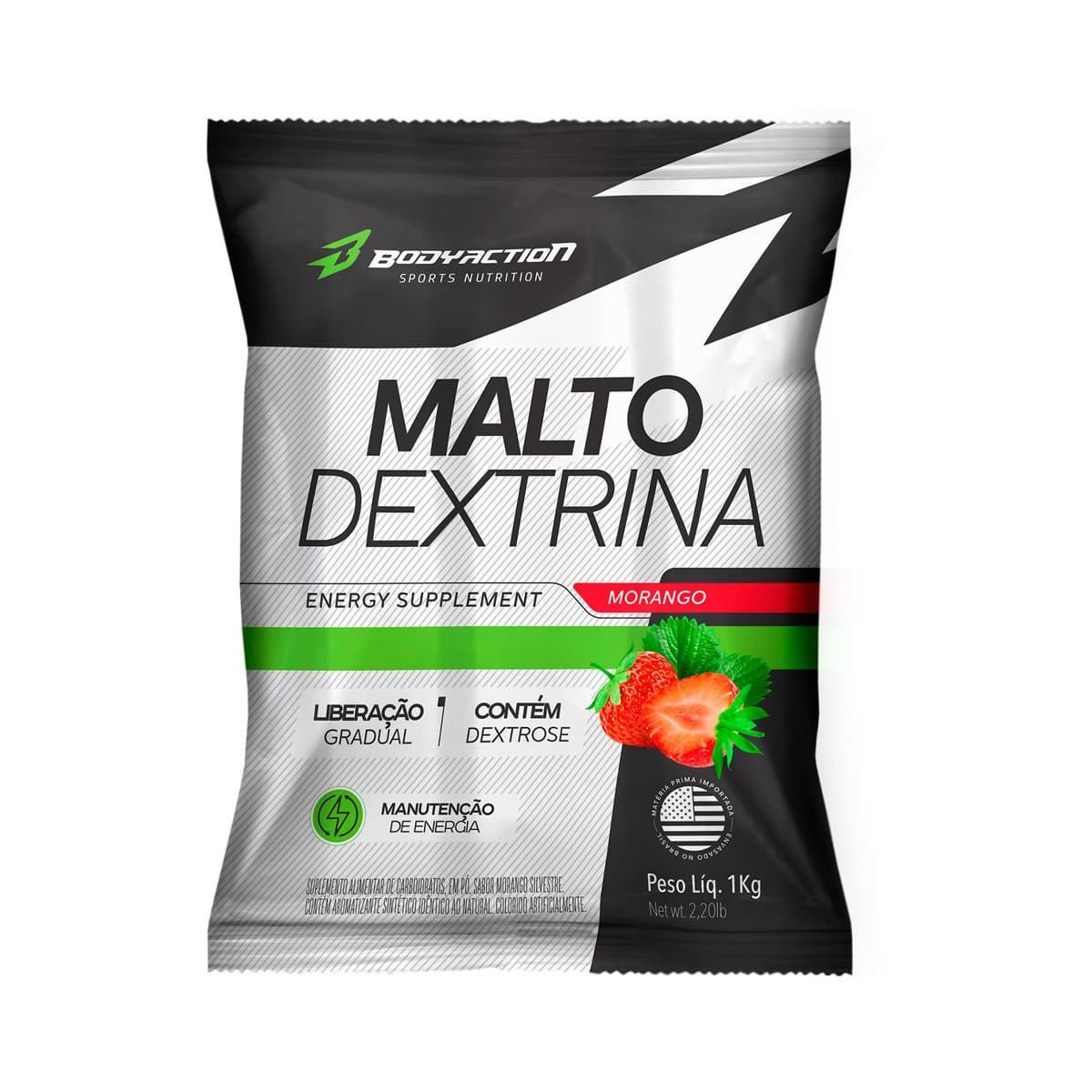 Malto Dextrin - 1000g Refil Morango Silvestre - BodyAction*** Data Venc. 30/06/2026 A.E
