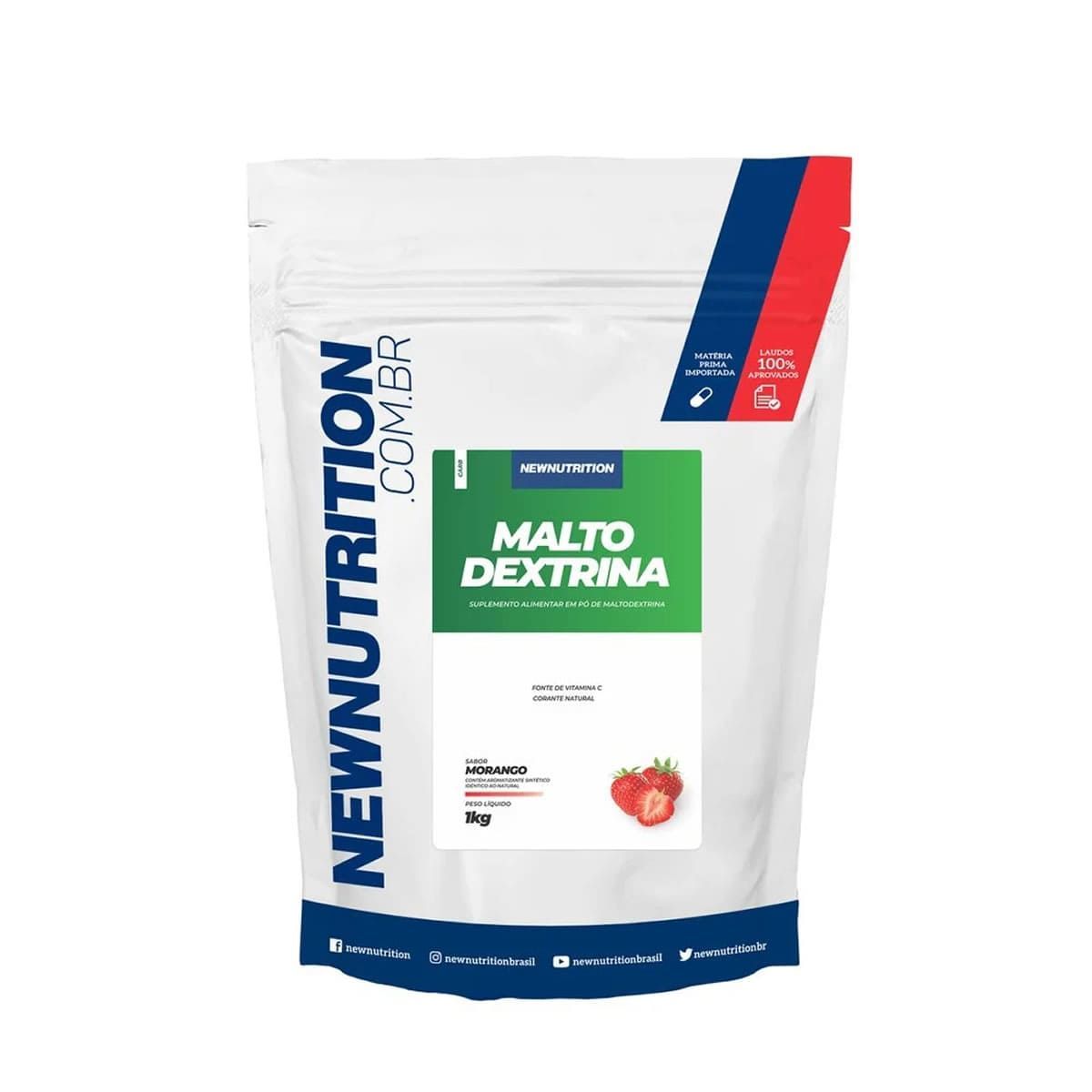 Maltodextrina - 1000g Refil Morango - NewNutrition*** Data Venc. 30/01/2025