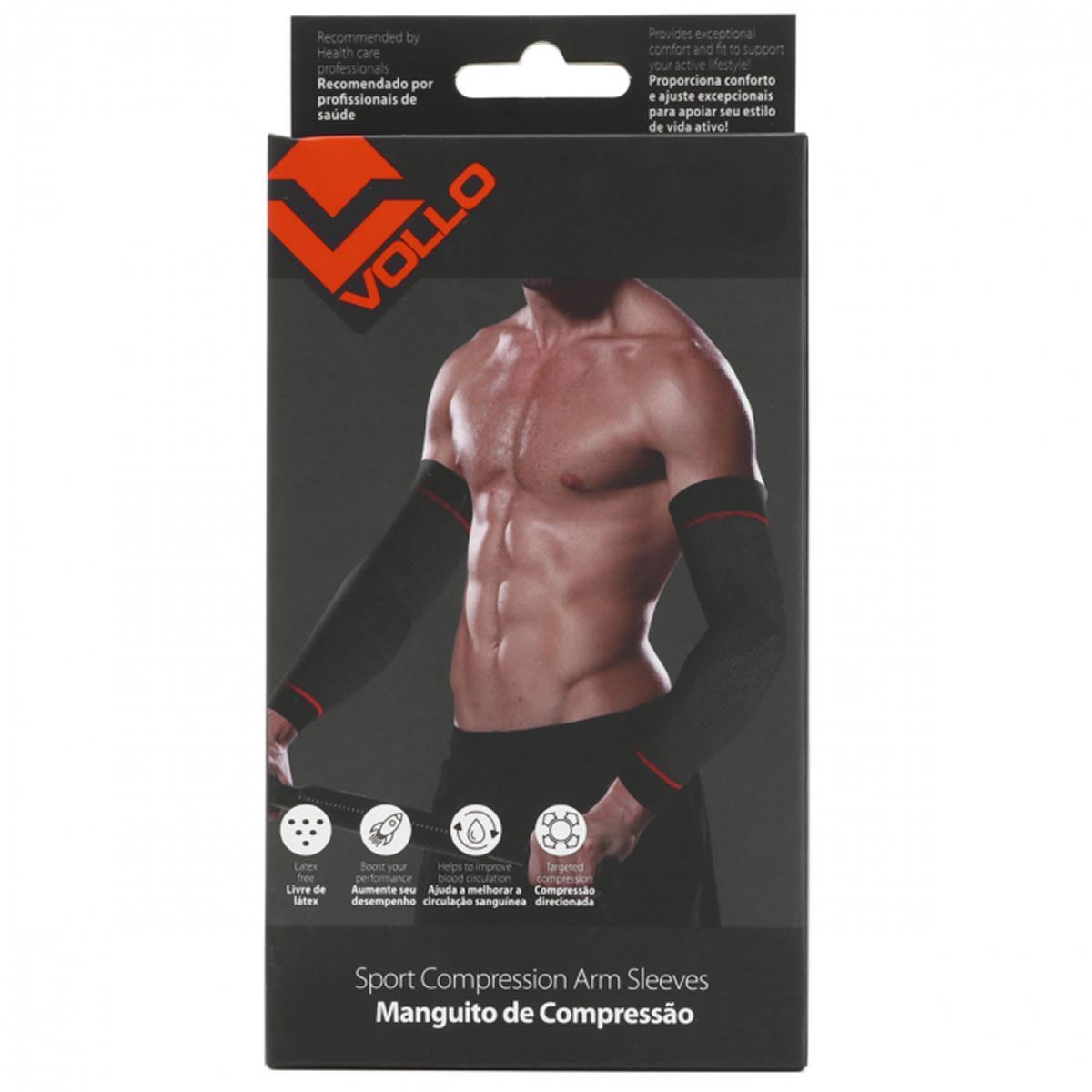 Manguito Compress�o Esportivo - Par Tamanho G  Preto - Vollo