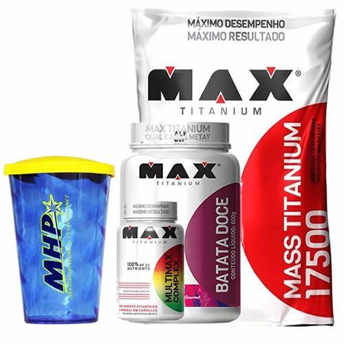 Mass 17500 3000g Morango + Batata Doce + Multimax Complex + Copo - Max Titanium