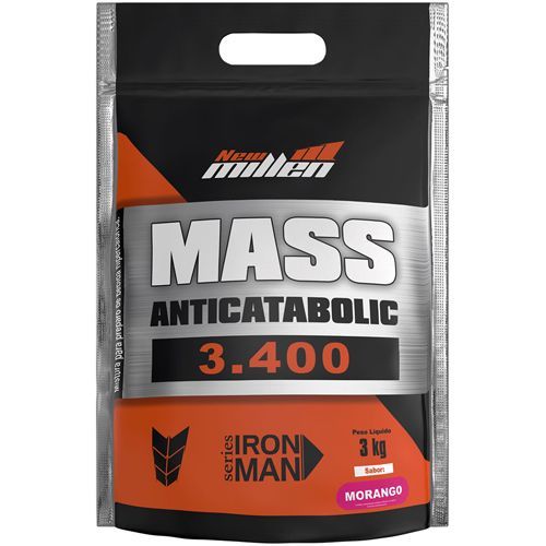 Mass 3400 Anticatabolic - 3000g Refil Morango - New Millen