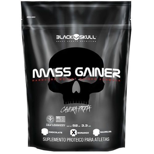Mass Gainer - 3000g Refil Morango - Black Skull
