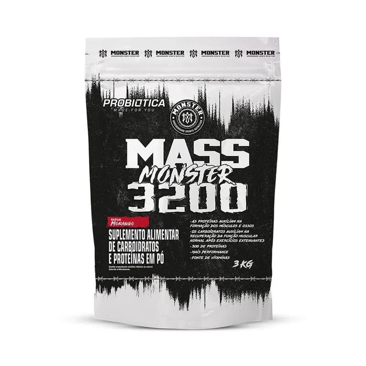Mass Monster 3200 - 3kg Morango - Probi�tica