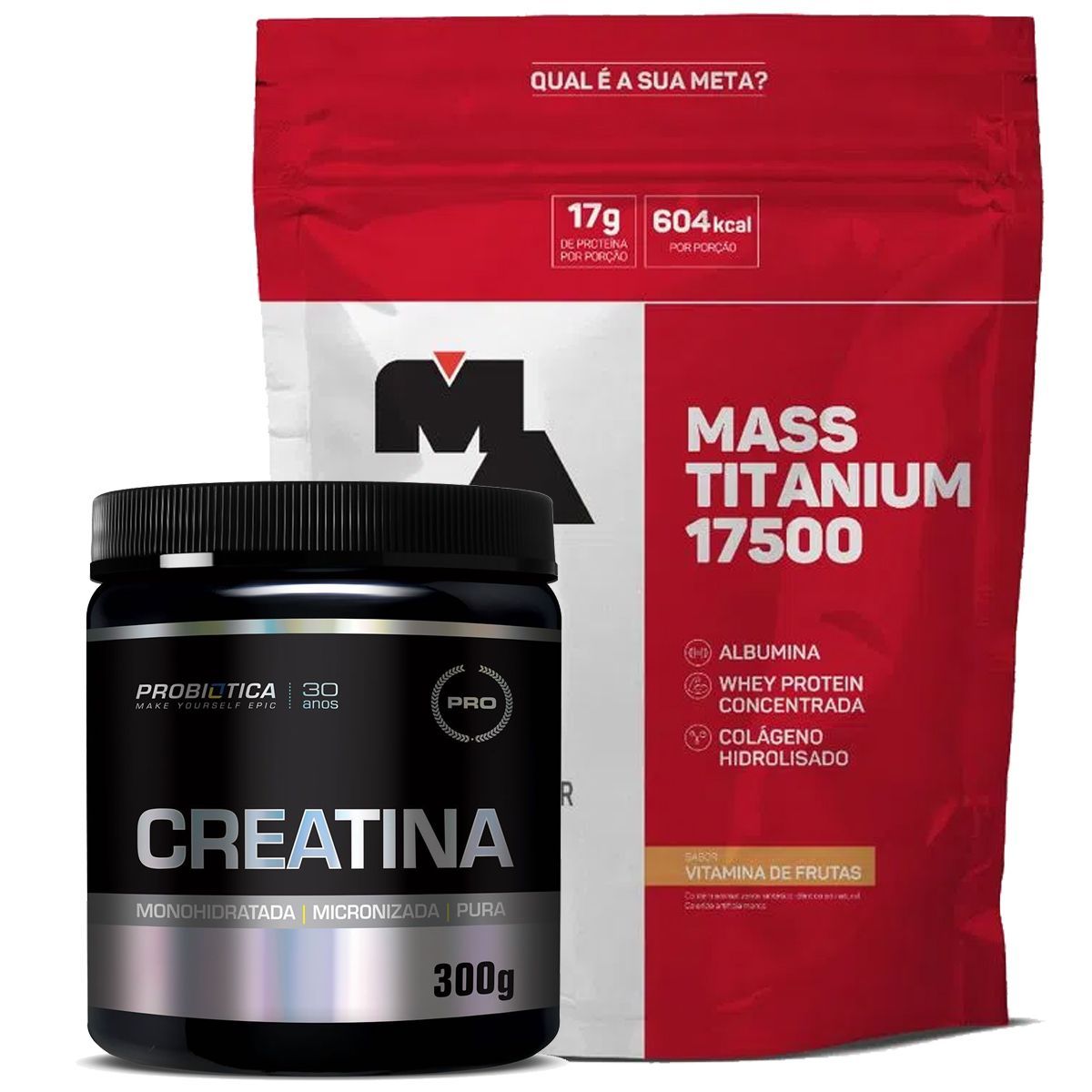 Mass Titanium - 1400g Vit. Frutas + Creatina 300g - Probi�tica