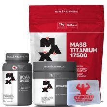 Mass Titanium 17500 - 1400g Chocolate + Creatine + BCAA + Porta Comprimidos - Max Titanium