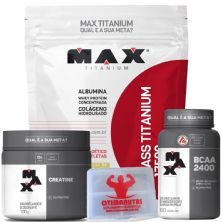 Mass Titanium 17500 - 1400g Leite Condensado + Creatine + BCAA + Porta Comprimidos - Max Titanium