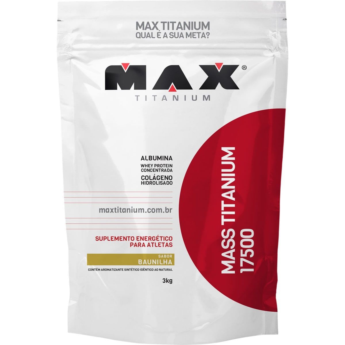 Mass Titanium 17500 - 3000g Refil Baunilha - Max Titanium *** EMBALAGEM EXTERNA AVARIADA *** Data Venc. 22/09/23