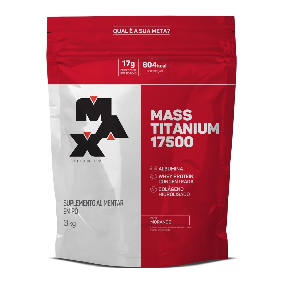 Mass Titanium 17500 - 3000g Refil Morango - Max Titanium*** Data Venc. 22/09/2023