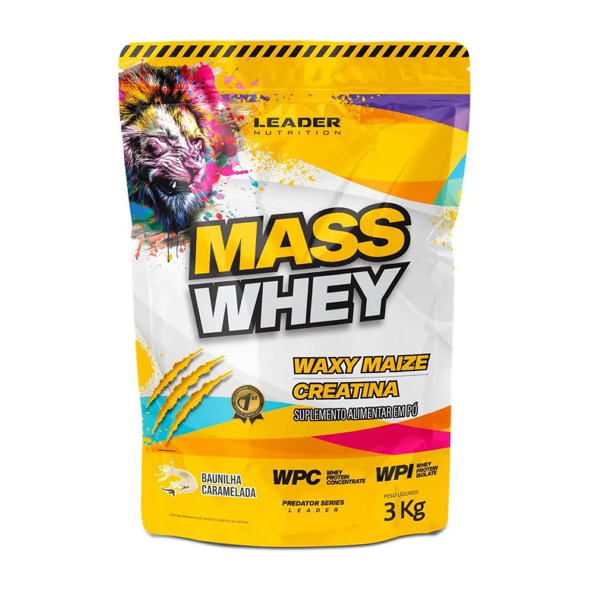 Mass Whey - Refil 3000g Baunilha Caramelada - Leader Nutrition