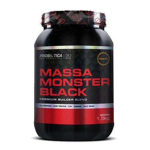 Massa Monster Black Nova Formula - 1,5 Kg Morango - Probi�tica