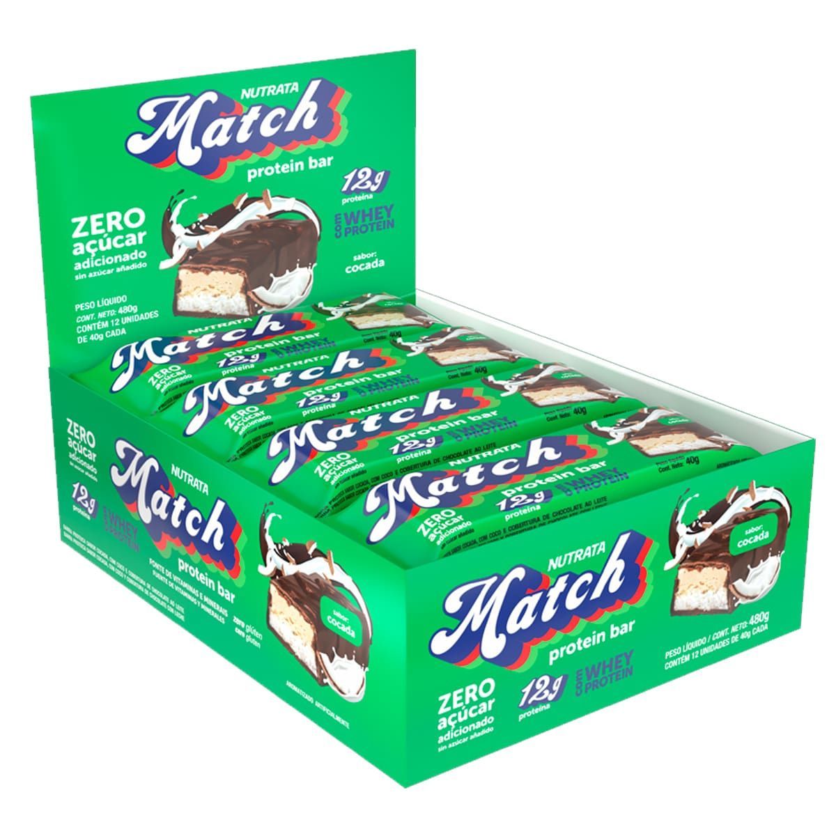Match Protein Bar - 12 Unidades 40g Cocada - Nutrata