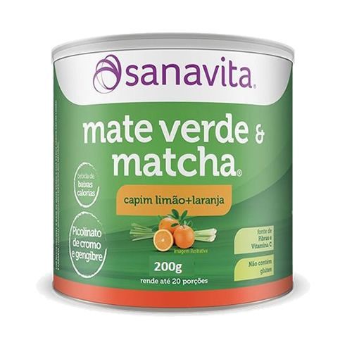 Mate Verde e Matcha - Sabor Capim Lim�o e Laranja 200g - Sanavita
