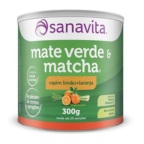 Mate Verde & Matcha - 300g Capim Lim�o + Laranja - Sanavita