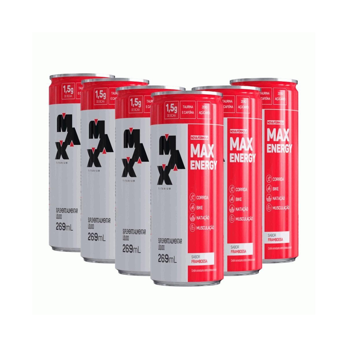 Max Energy - 6 Latas 269ml Framboesa - Max Titanium