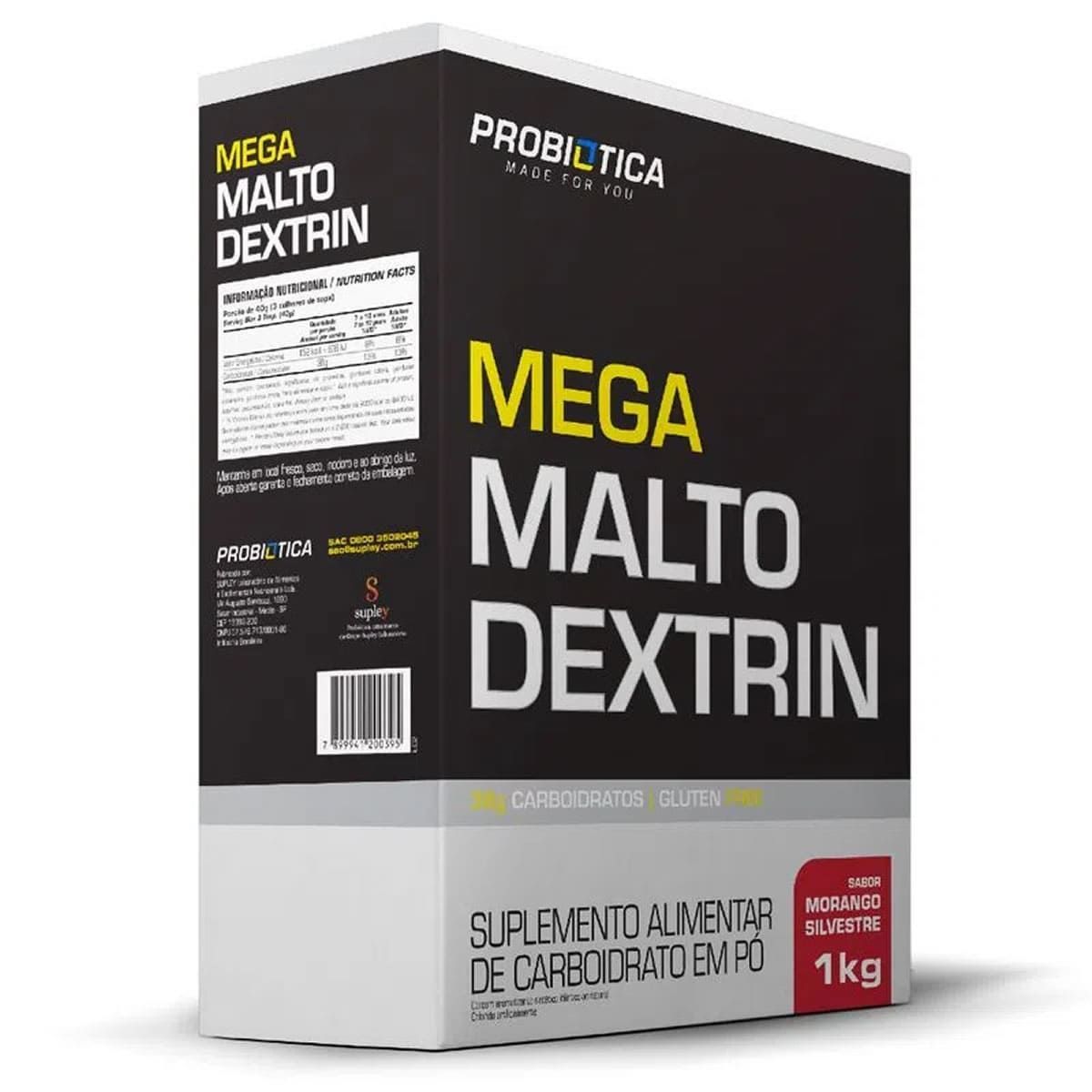 Mega Maltodextrin - 1 Kg Morango Silvestre - Probi�tica
