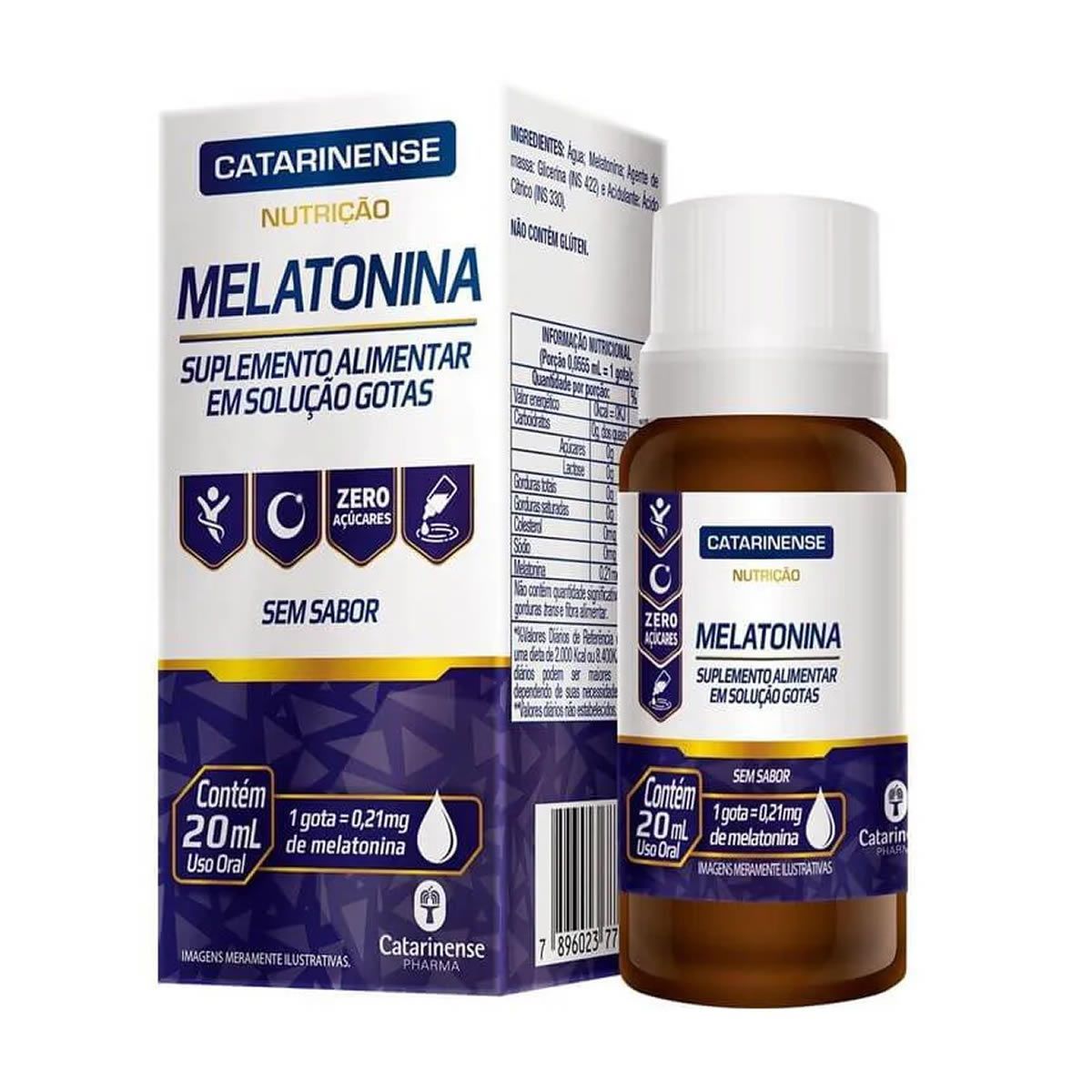 Melatonina em Gotas - 20ml Sem Sabor - Catarinense Nutri��o*** Data Venc. 30/12/2024